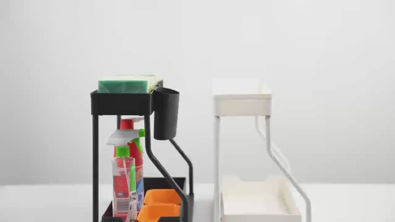 2pcs Under Sink Organizer with Sliding Shelves - Durable Pull-Out Cabinet Organizer for Bathroom & Kitchen, Space-Saving Storage Solution, Sleek Design
